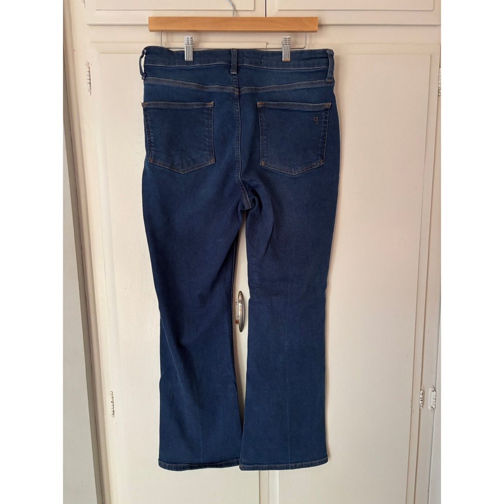 Pilcro and the Letterpress High Rise Flare Jeans Dark Wash Front Patch Pocket 31 - Picture 5 of 11